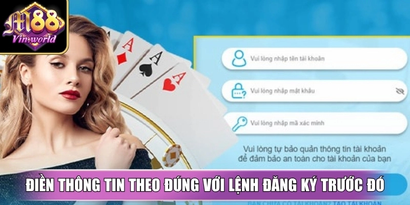 Điền thông tin theo đúng với lệnh đăng ký trước đó